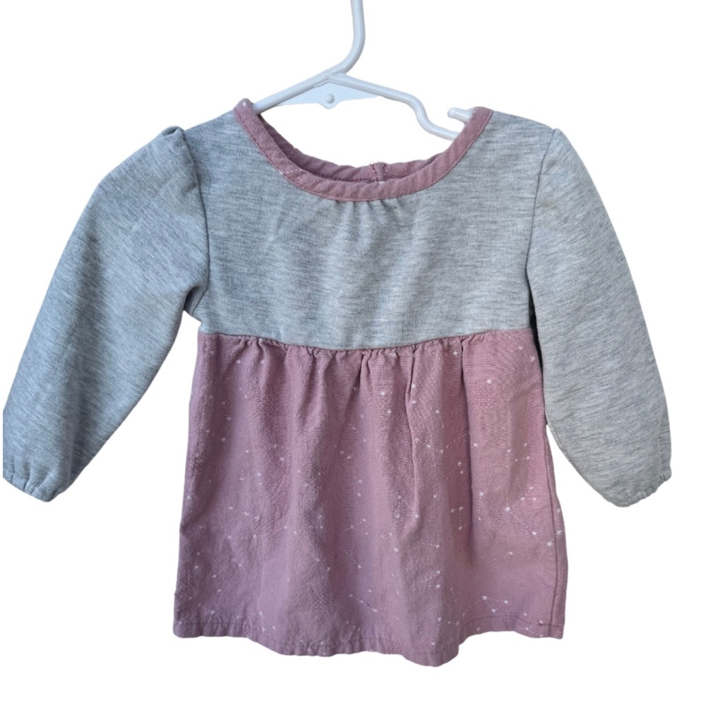 2 for $20! Miki Miette sweater dress gray and pink constellation EUC 6m